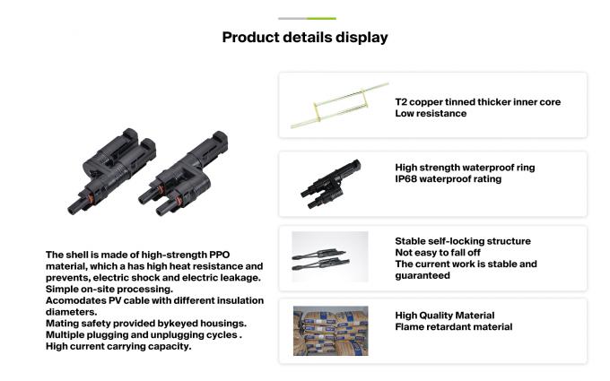 One In Two Solar PV Connectors Male Female Parallel Branch Connectors 0